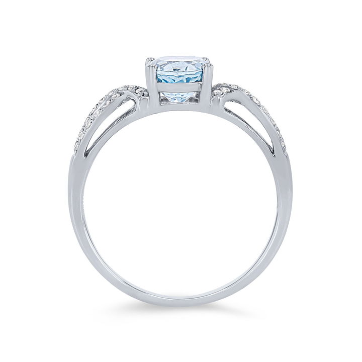 Aquamarine and Diamond Twist Ring
