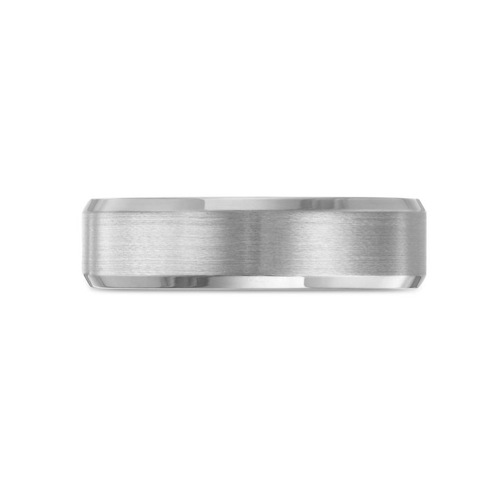 White Gold 14K Matte Polished Bevel Edge 6mm Wedding Band