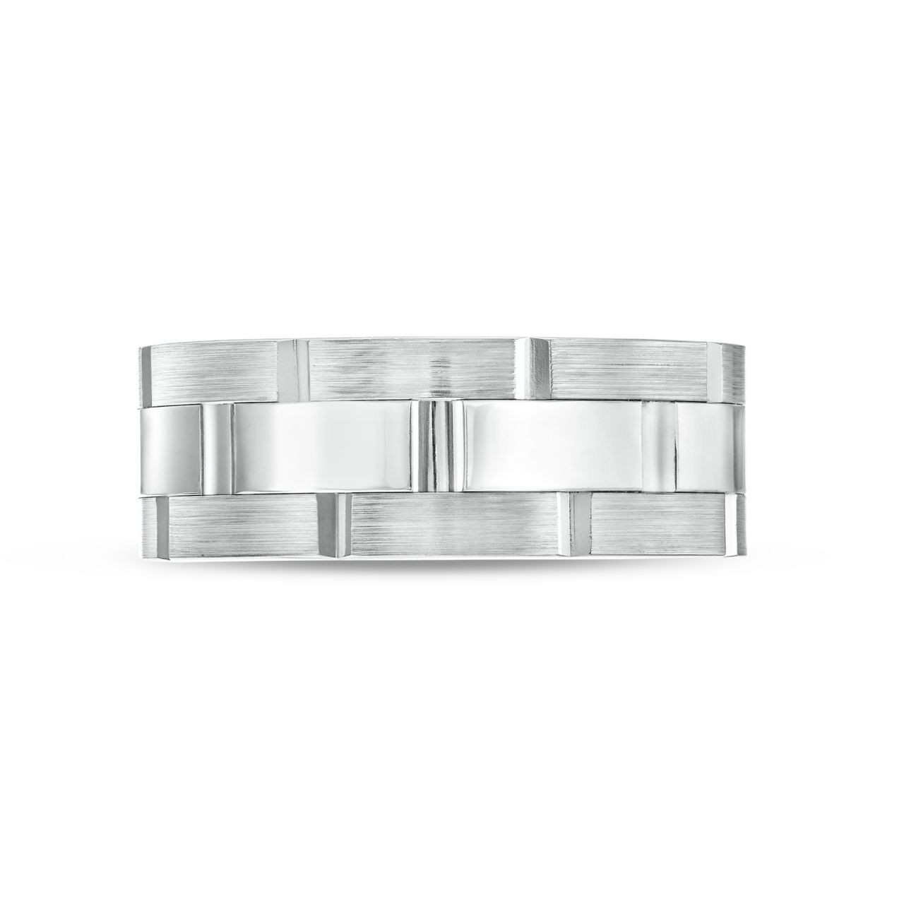 Simon G. Three Row Brick 8.5mm Wedding Band 0