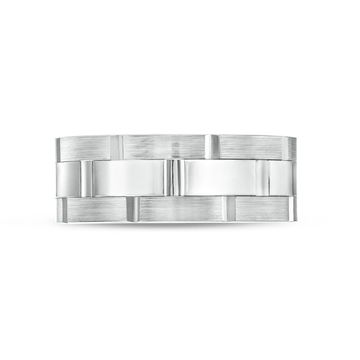 Simon G. Three Row Brick 8.5mm Wedding Band In Platinum