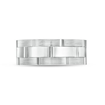 Simon G. Three Row Brick 8.5mm Wedding Band In Platinum