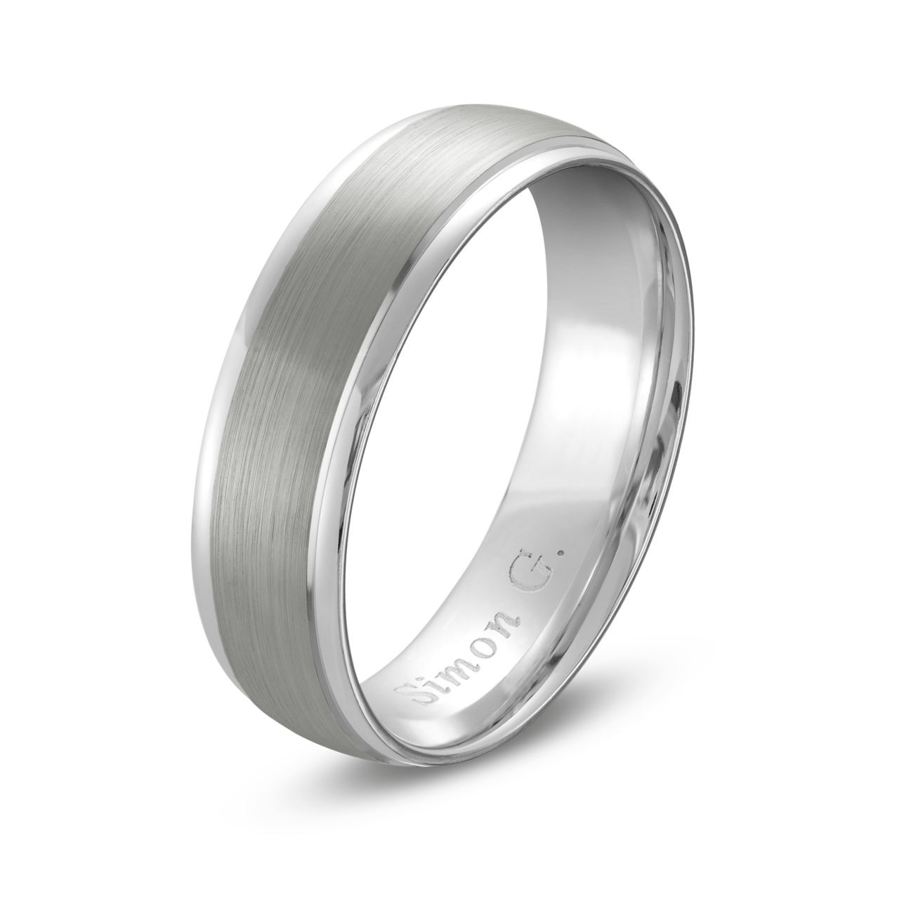 Simon G. Matte Polished Edge 6mm Wedding Band 0