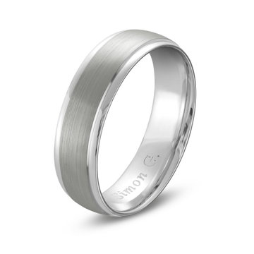Simon G. Matte Polished Edge 6mm Wedding Band In Platinum