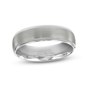Simon G. Matte Polished Edge 6mm Wedding Band In Platinum