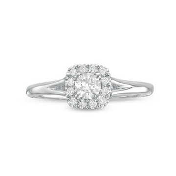 Round Diamond Cushion Halo Split Engagement Ring