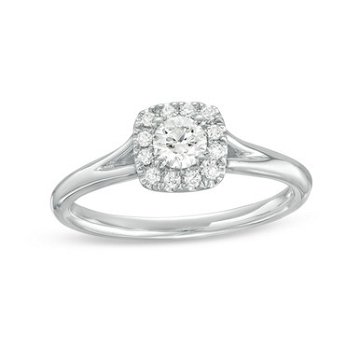 Round Diamond Cushion Halo Split Engagement Ring