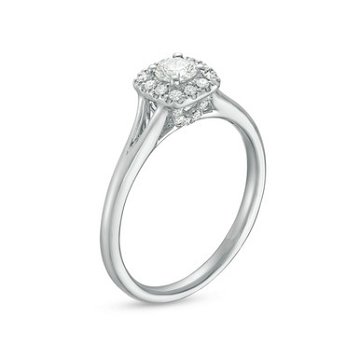 Round Diamond Cushion Halo Split Engagement Ring