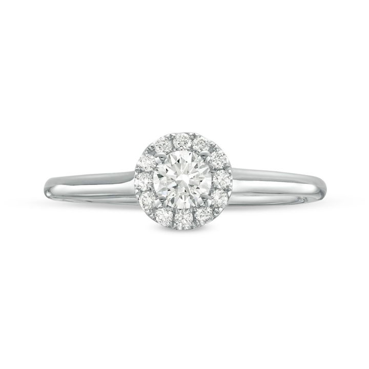White Gold 14K Round Diamond Halo Solitaire Engagement Ring