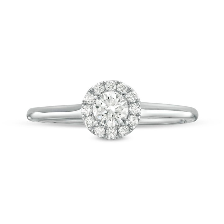Round Diamond Halo Solitaire Engagement Ring In White Gold 14K