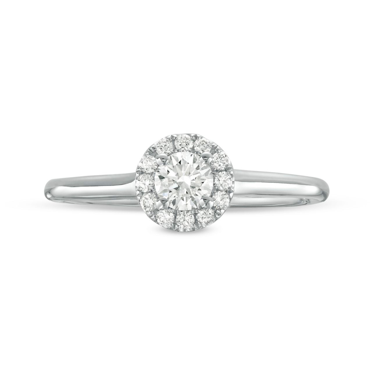 Round Diamond Halo Solitaire Engagement Ring 0