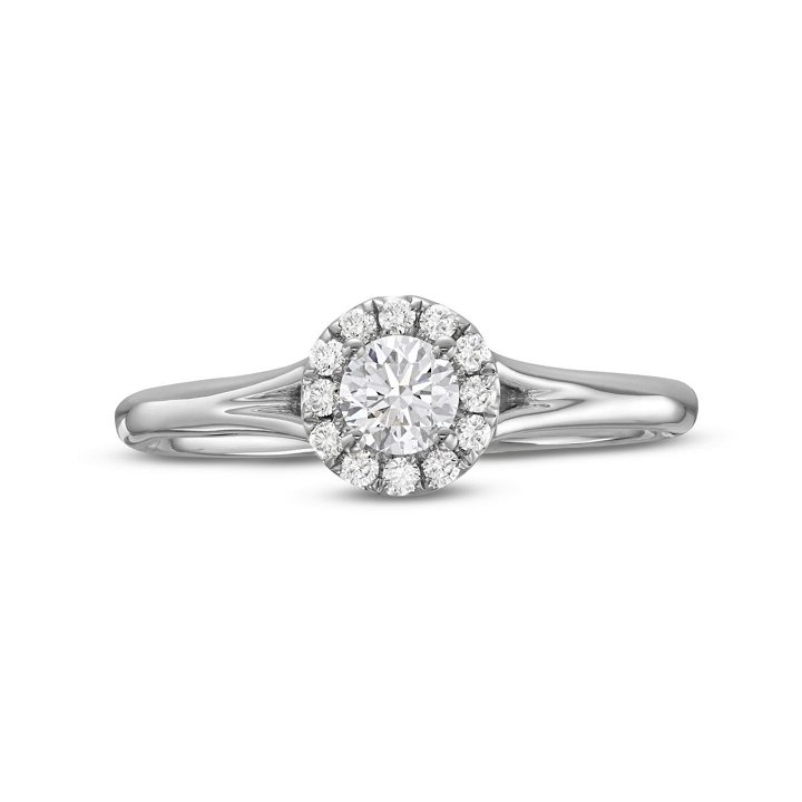 Round Diamond Halo Split Engagement Ring