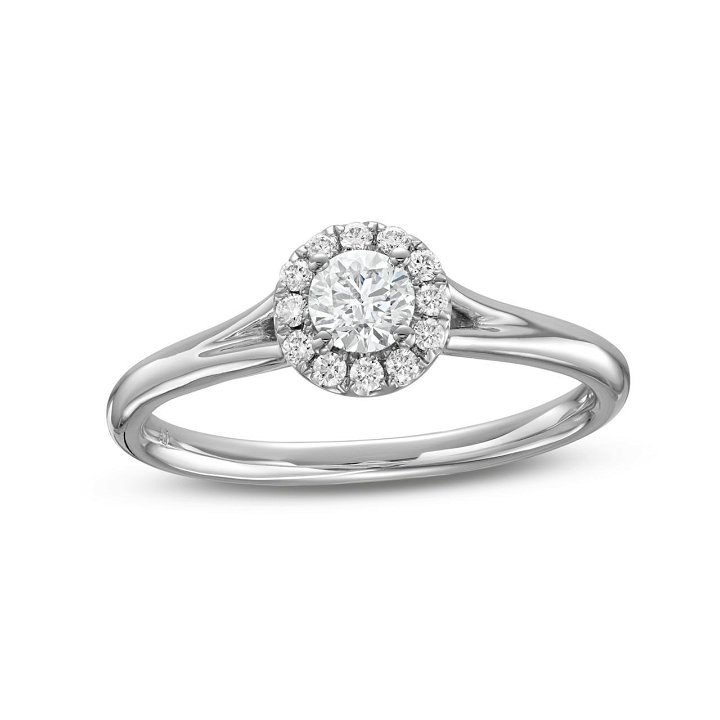 Round Diamond Halo Split Engagement Ring