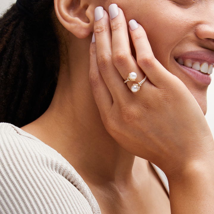 Verragio Petal Toi Et Moi Diamond & Pearl Ring