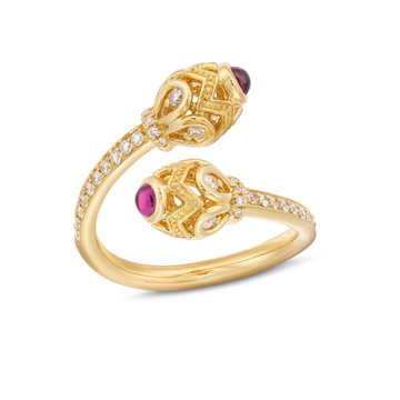 Verragio Diamond & Rhodolite Toi Et Moi Ring In Yellow Gold 18K