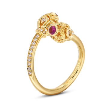 Verragio Diamond & Rhodolite Toi Et Moi Ring In Yellow Gold 18K