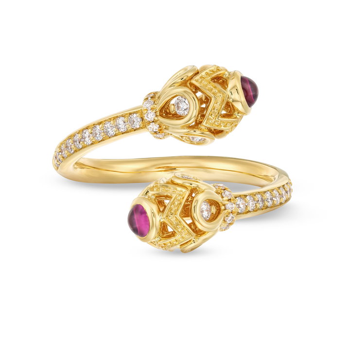 Verragio Diamond & Rhodolite Toi Et Moi Ring In Yellow Gold 18K