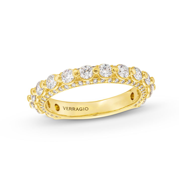 Yellow Gold 18K Verragio Couture Single Prong Three Sided Diamond Wedding Band