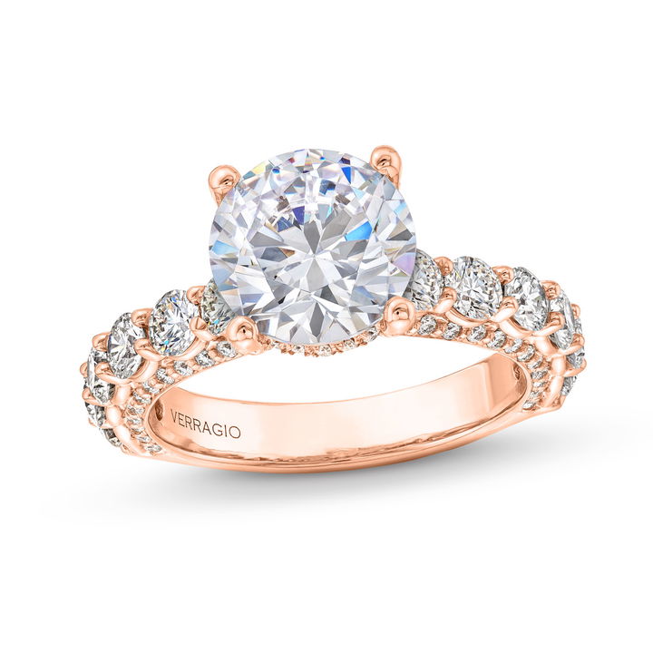 Rose Gold 18K Verragio Couture Hidden Halo Three Sided Diamond Engagement Setting