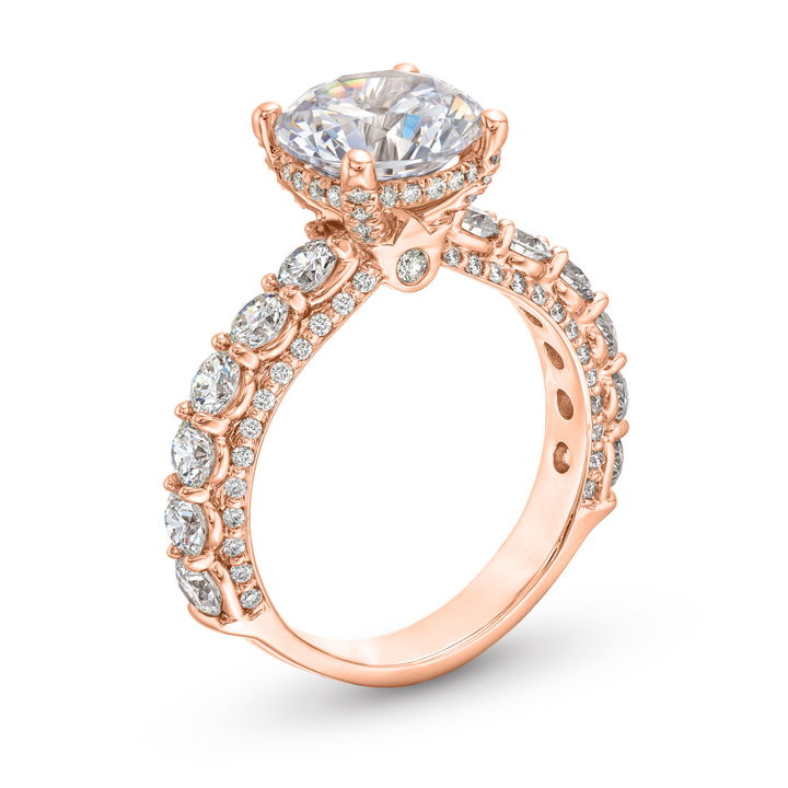 Rose Gold 18K Verragio Couture Hidden Halo Three Sided Diamond Engagement Setting