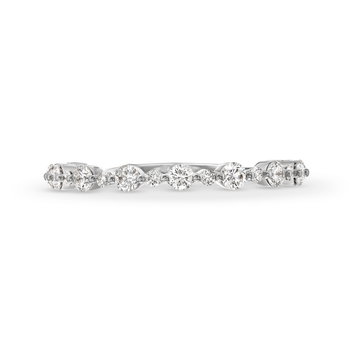 Michael M. Crown Alternating Single Prong Wedding Band In White Gold 18K