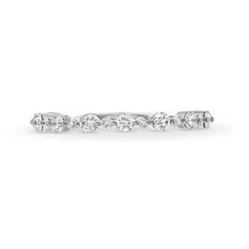 Michael M. Crown Alternating Single Prong Wedding Band In White Gold 18K