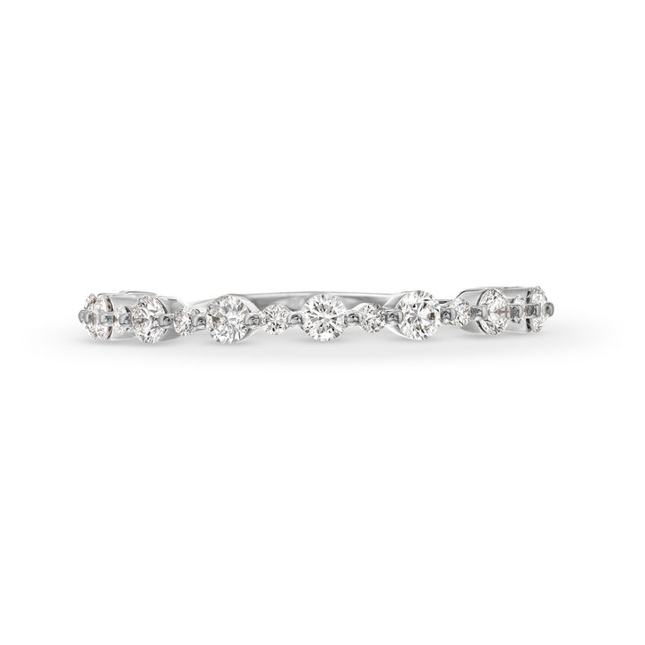 Michael M. Crown Alternating Single Prong Wedding Band In White Gold 18K