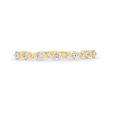 Michael M. Crown Alternating Single Prong Wedding Band In White Gold 18K