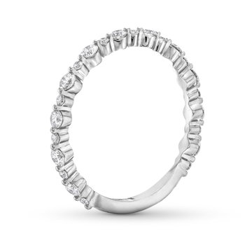 Michael M. Crown Alternating Single Prong Wedding Band In White Gold 18K