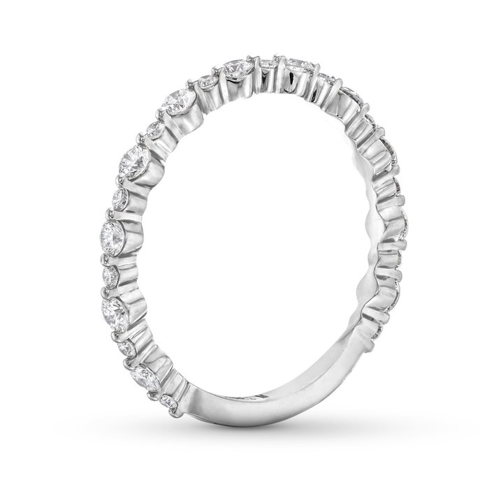 Michael M. Crown Alternating Single Prong Wedding Band In White Gold 18K