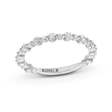 Michael M. Crown Alternating Single Prong Wedding Band In White Gold 18K