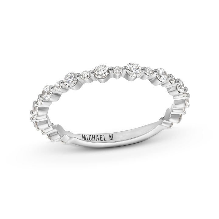 White Gold 18K Michael M. Crown Alternating Single Prong Wedding Band