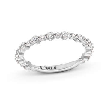 Michael M. Crown Alternating Single Prong Wedding Band In White Gold 18K