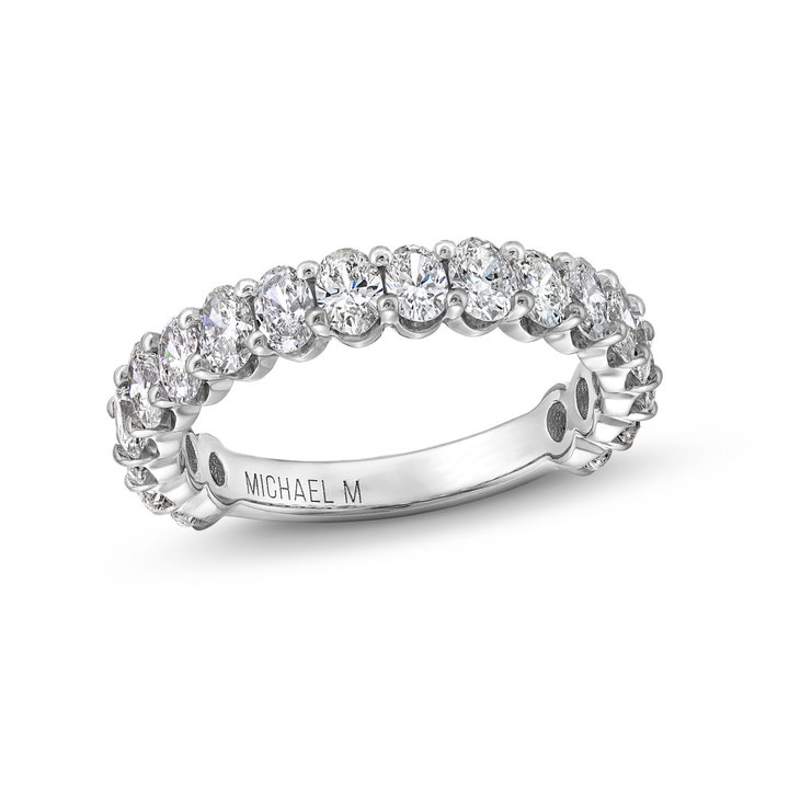 Michael M. Oval Diamond 3/4 Way Wedding Band In White Gold 18K