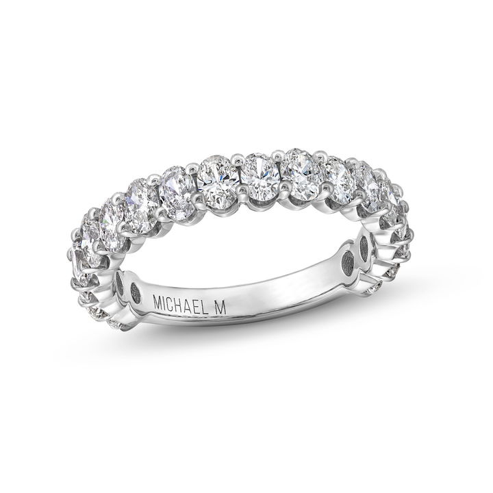 White Gold 18K Michael M. Oval Diamond 3/4 Way Wedding Band
