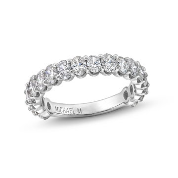 Michael M. Oval Diamond 3/4 Way Wedding Band In White Gold 18K
