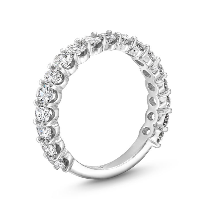 White Gold 18K Michael M. Oval Diamond 3/4 Way Wedding Band