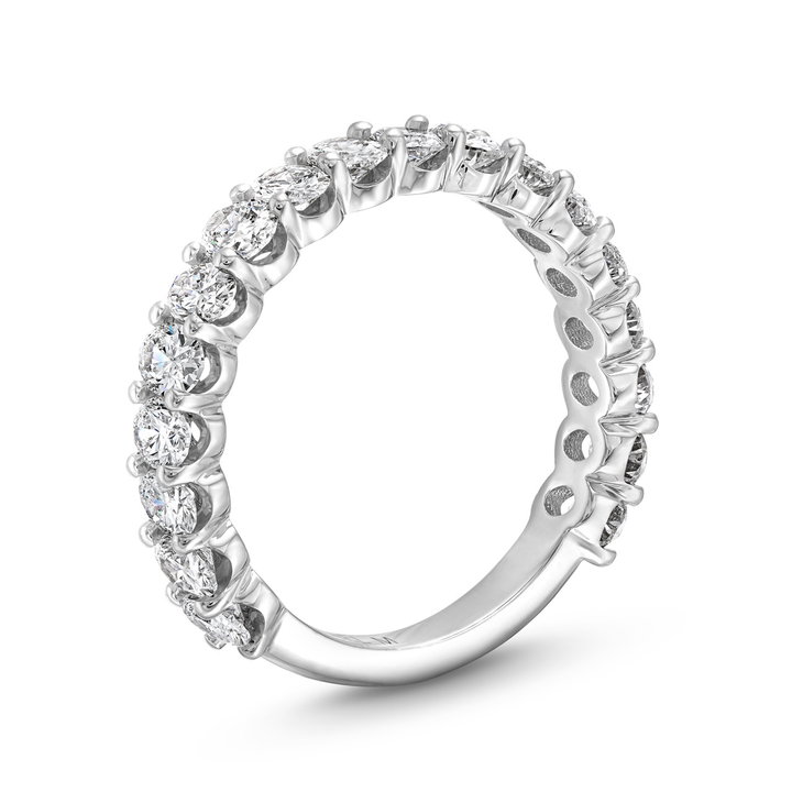 Michael M. Oval Diamond 3/4 Way Wedding Band In White Gold 18K