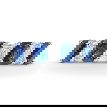 Emerald Cut Diamond and Sapphire Alternating Ring