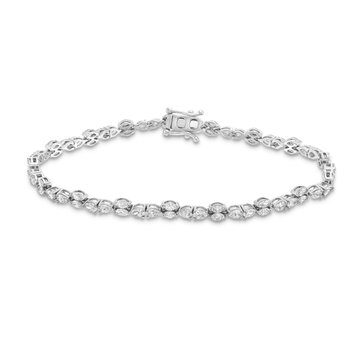 Alternating Pear & Marquise Diamond Bracelet In White Gold 14K
