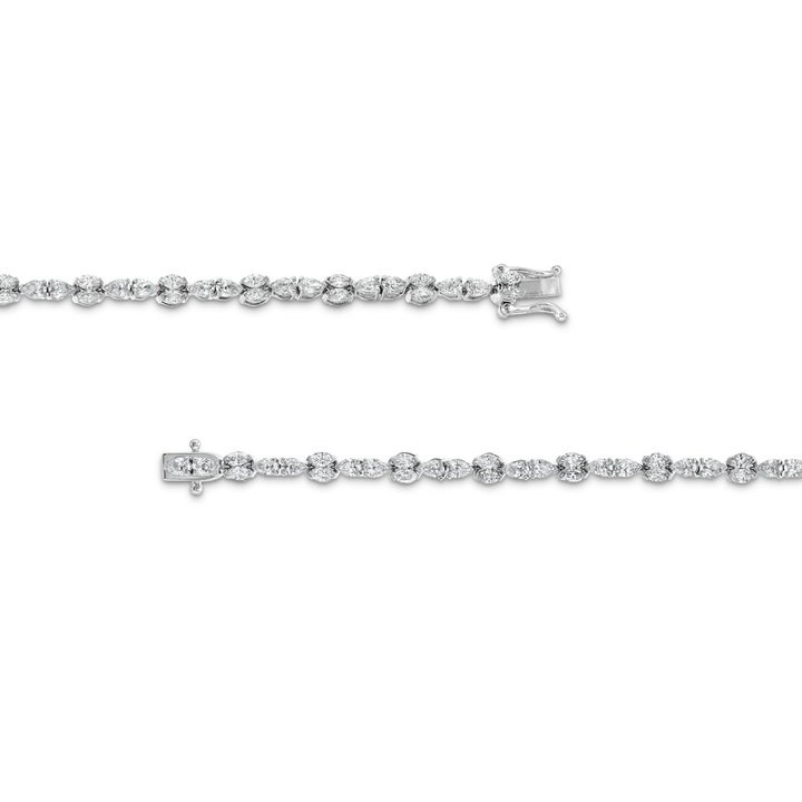 Alternating Pear & Marquise Diamond Bracelet In White Gold 14K