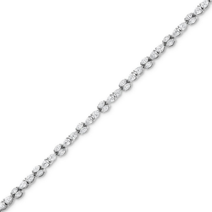 Alternating Pear & Marquise Diamond Bracelet In White Gold 14K
