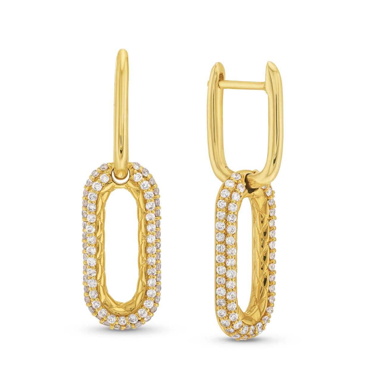 A. Jaffe Pave Diamond Quilted Link Earrings 0