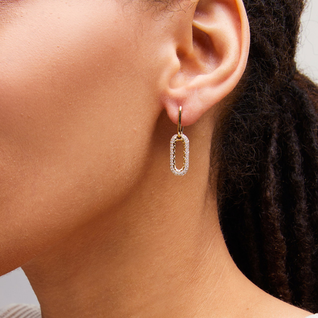 A. Jaffe Pave Diamond Quilted Link Earrings 1