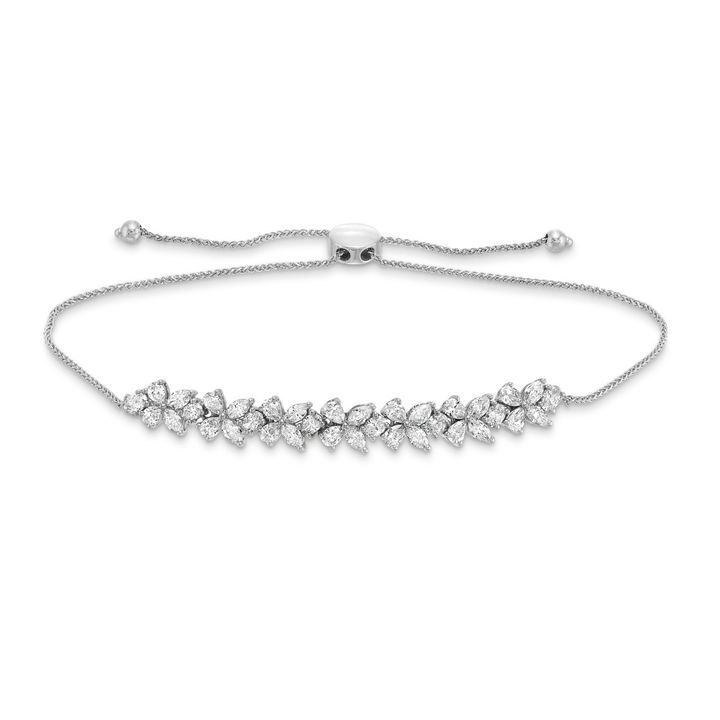 Mixed Diamond Floral Bolo Bracelet