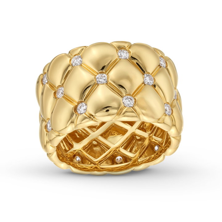 A. Jaffe Quilted Diamond Ring In Solid 14K Yellow Gold