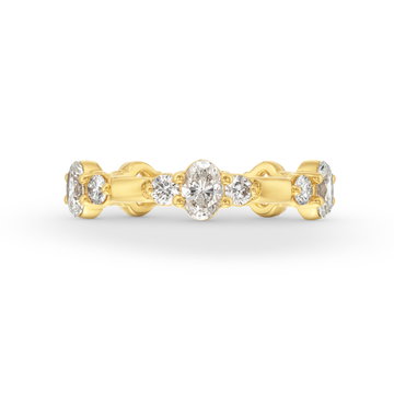 A. Jaffe Oval and Round Diamond Three Stone Wedding Band In White Gold 14K