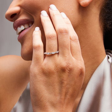 A. Jaffe Alternating Marquise and Round Diamond Wedding Band In White Gold 14K