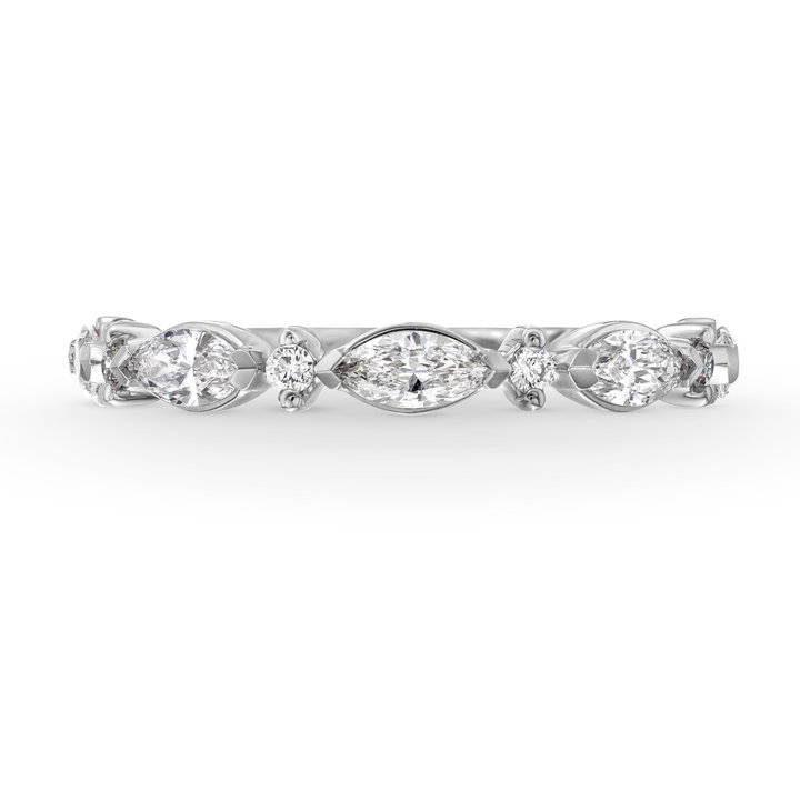 A. Jaffe Alternating Marquise and Round Diamond Wedding Band In White Gold 14K