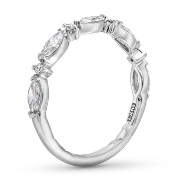A. Jaffe Alternating Marquise and Round Diamond Wedding Band In White Gold 14K