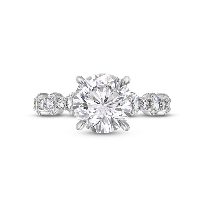 A. Jaffe Alternating Oval and Round Diamond Engagement Setting In Platinum